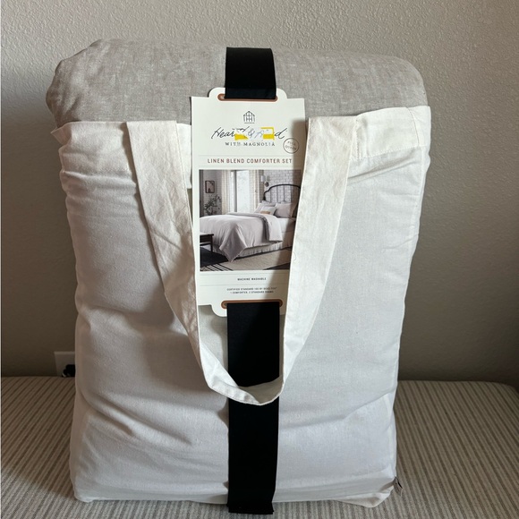 NWT 3pc Full/Queen Linen Blend Comforter Set Jet Gray - Hearth & Hand - Picture 1 of 7